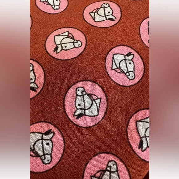 Topshop Horse Coin Print Long Sleeve‎ Midi Dress Coral Womens US 6 UK 10 EUC! - Picture 4 of 15